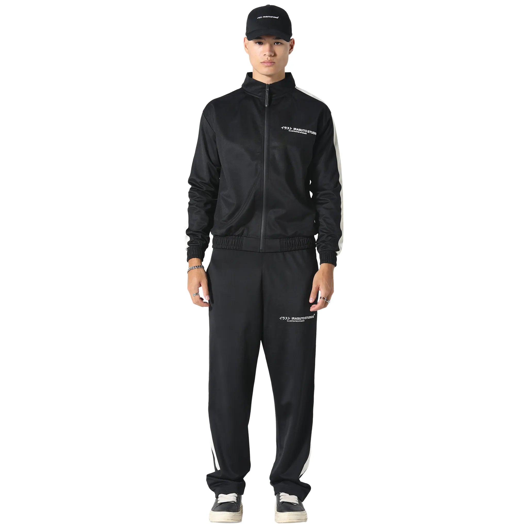 Model Front View of Irasuto Studios Tricote Black Track Jacket 5060615210237